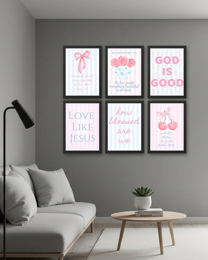 Coquette Wall Art Decor - Inspirational Christian Bow Posters for Teens | Set of 6, 8x10 Inch (Unframed)