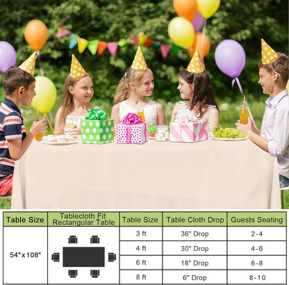 Smiry Disposable Tablecloths - Waterproof 54 x 108 Inch Rectangle Covers | 6 Pack, Ivory, Sturdy & Leakproof
