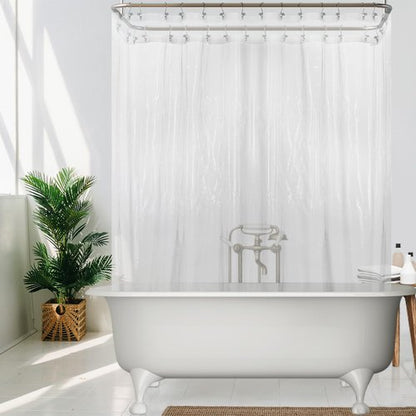 Mrs Awesome Clawfoot Tub Shower Curtain or Liner with 12 Magnets - Free 36 Hooks Included, Waterproof PEVA, 180" x 60", Clear