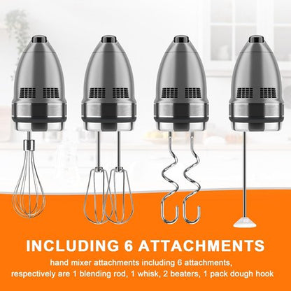 Kitchenaid Hand Mixer Attachments - Stainless Steel Whisk, Beater & Dough Hook Set | 6-Piece