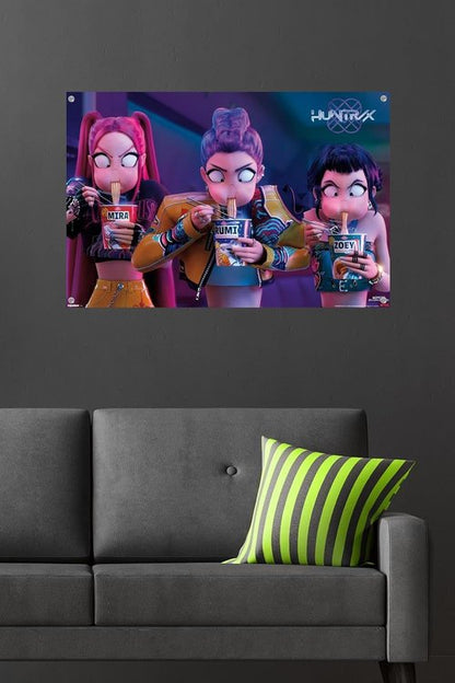 Huntrix Noodles | Netflix KPop Demon Hunters (2025) Wall Poster & Push Pin Bundle - 34"L x 22.4"W