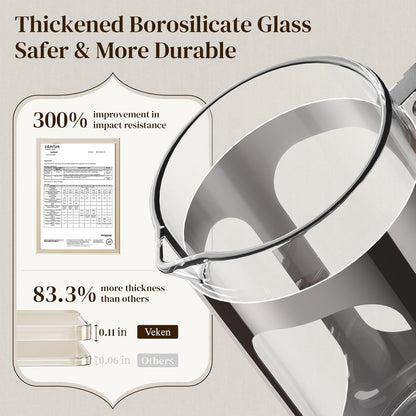 Veken French Press - 34oz Dark Pewter & Silver - Premium Coffee Maker for Rich Flavor
