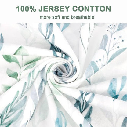 DILIMI Fitted Crib Sheet - Ultra-Soft Green Leaf Design for Standard Crib & Toddler Mattress