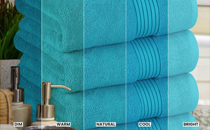 Utopia Towels Luxurious Bath Towels Set, 27 x 54 Inches 100% Ring Spun Cotton, 4 Pack Turquoise