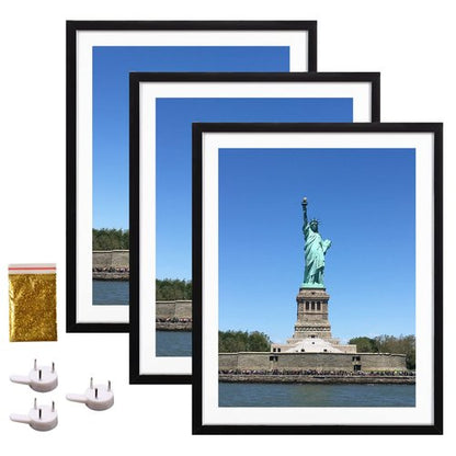 12x16 Wood Picture Frame Diamond Painting Frames 30x40cm Diamond Art Frame Display 12x16in / 30x40 cm Without Mat or 10x14 in/ 25x35cm with Mat 12 x 16 Photo Poster Frame Wall Hanging - Black 3 Pack