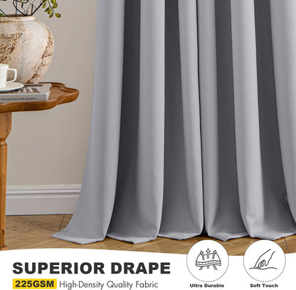 MIULEE Light Grey Blackout Curtains - Thermal Insulated Room Darkening Drapes | 54-Inch Grommet Panels
