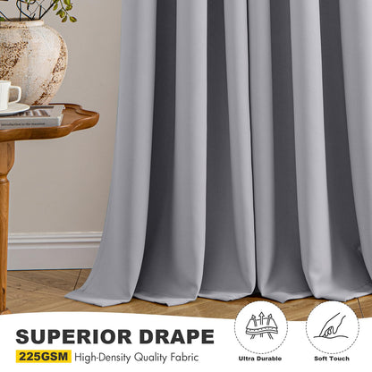 MIULEE Light Grey Blackout Curtains for Bedroom Living Room 72 Inches Long 2 Panels, Thermal Insulated Room Darkening Drapes Solid Grommet Noise Reduction Light Blocking Window Treatments 40x72 Inch