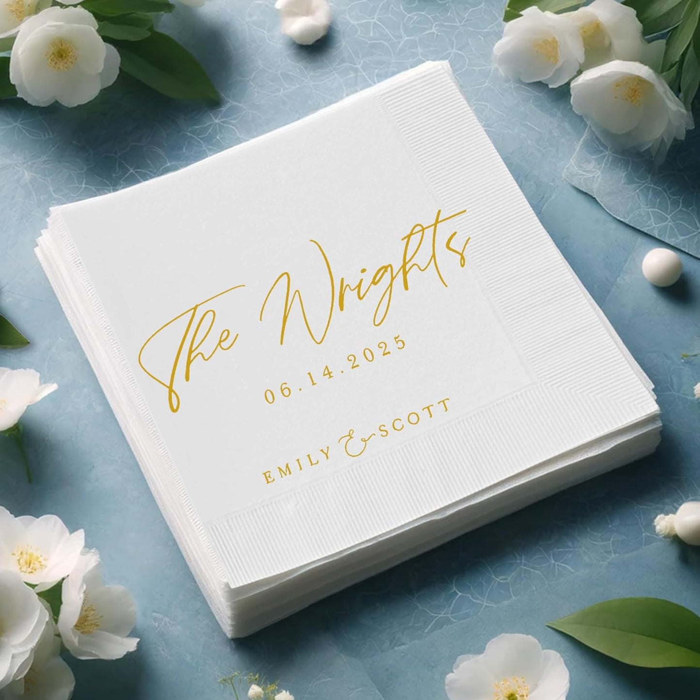 Regine Switzerland Personalized Wedding Cocktail Napkins - Custom Dinner Napkins for Bridal Showers & Receptions