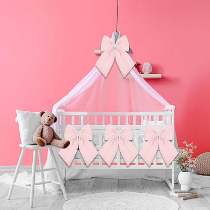 Riceshoot Large Crib Bows - 11 x 16 Inch Coquette Bow Decorations for Nursery | Pink