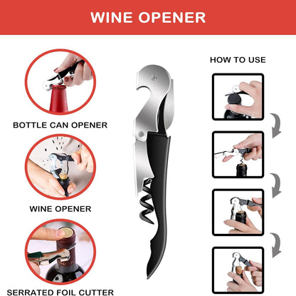 Skiennix Jar Opener - 5-in-1 Multi-Function Tool for Arthritis Relief | Non-Slip Grip & Corkscrew (Red)