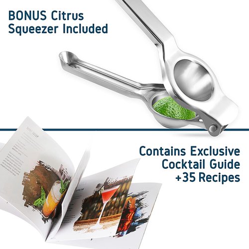 Bar Set Cocktail Shaker Kit - 16-Piece Stainless Steel Mixology Tools | Includes 30oz Martini Shaker, Muddler & Recipe Book