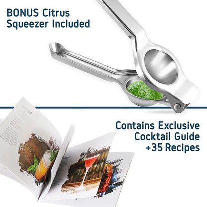 Bar Set Cocktail Shaker Kit - 16-Piece Stainless Steel Mixology Tools | Includes 30oz Martini Shaker, Muddler & Recipe Book