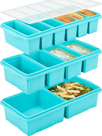 Skiennix Silicone Freezer Tray With Lid - Versatile Soup Container Molds for 2-Cup & 1-Cup Portions | Oven & Dishwasher Safe