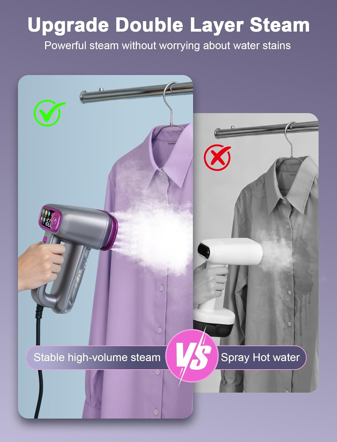 Skiennix Travel Steamer - Handheld 2-in-1 Clothes Steamer & Iron | 160ml Water Tank, 6 Steam Modes