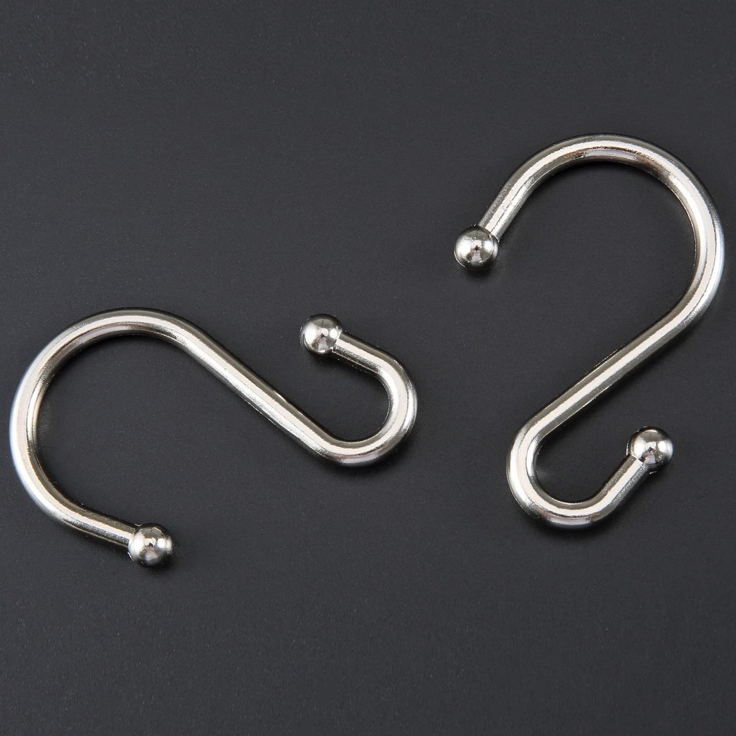Nickel Shower Curtain Hooks, Rust Proof Shower Curtain Rings for Bathroom, Set of 12 CHICTIE Silver S Shaped Decorative Shower Curtain Hooks Hangers for Bathroom Curtains,Clothing, Towels, etc