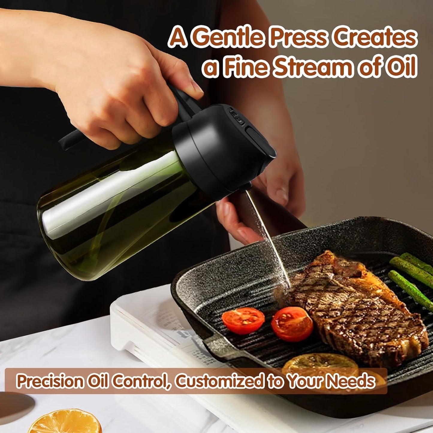 YARRAMATE Olive Oil Dispenser - 2PCS 16oz Light Blockage Dark Sprayer | Food-Grade Green Glass Bottles