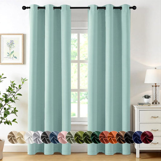 MIULEE Aqua Blackout Curtains for Bedroom Living Room 72 Inches Long 2 Panels, Thermal Insulated Room Darkening Drapes Solid Grommet Noise Reduction Light Blocking Window Treatments 40x72 Inch