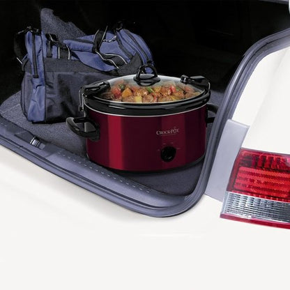Crock-Pot 6-Quart Manual Portable Slow Cooker - Red Cook & Carry Design for Easy Transport