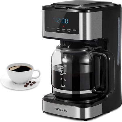 Skiennix Programmable Drip Coffee Maker - 12 Cup Capacity with Iced Coffee Function | Black & Stainless Steel