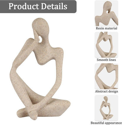 Skiennix Sandstone Resin Thinker Style Abstract Sculpture - Unique Collectible Figurine for Home Office Decor | Small Size