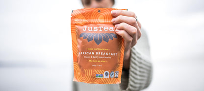 JusTea AFRICAN BREAKFAST | Loose Leaf Black Tea | Recyclable Refill Pouch | 40+ Cups (3.5oz) | High Caffeine | Award-Winning | Fair Trade | Non-GMO