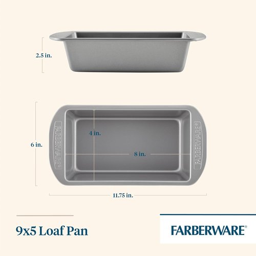 Farberware Nonstick Loaf Pan - 9-Inch x 5-Inch Gray Bakeware for Effortless Baking