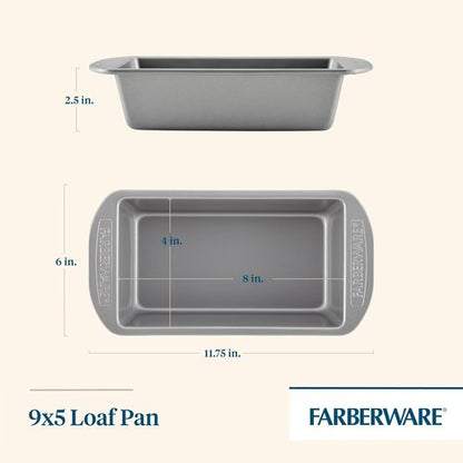 Farberware Nonstick Loaf Pan - 9-Inch x 5-Inch Gray Bakeware for Effortless Baking