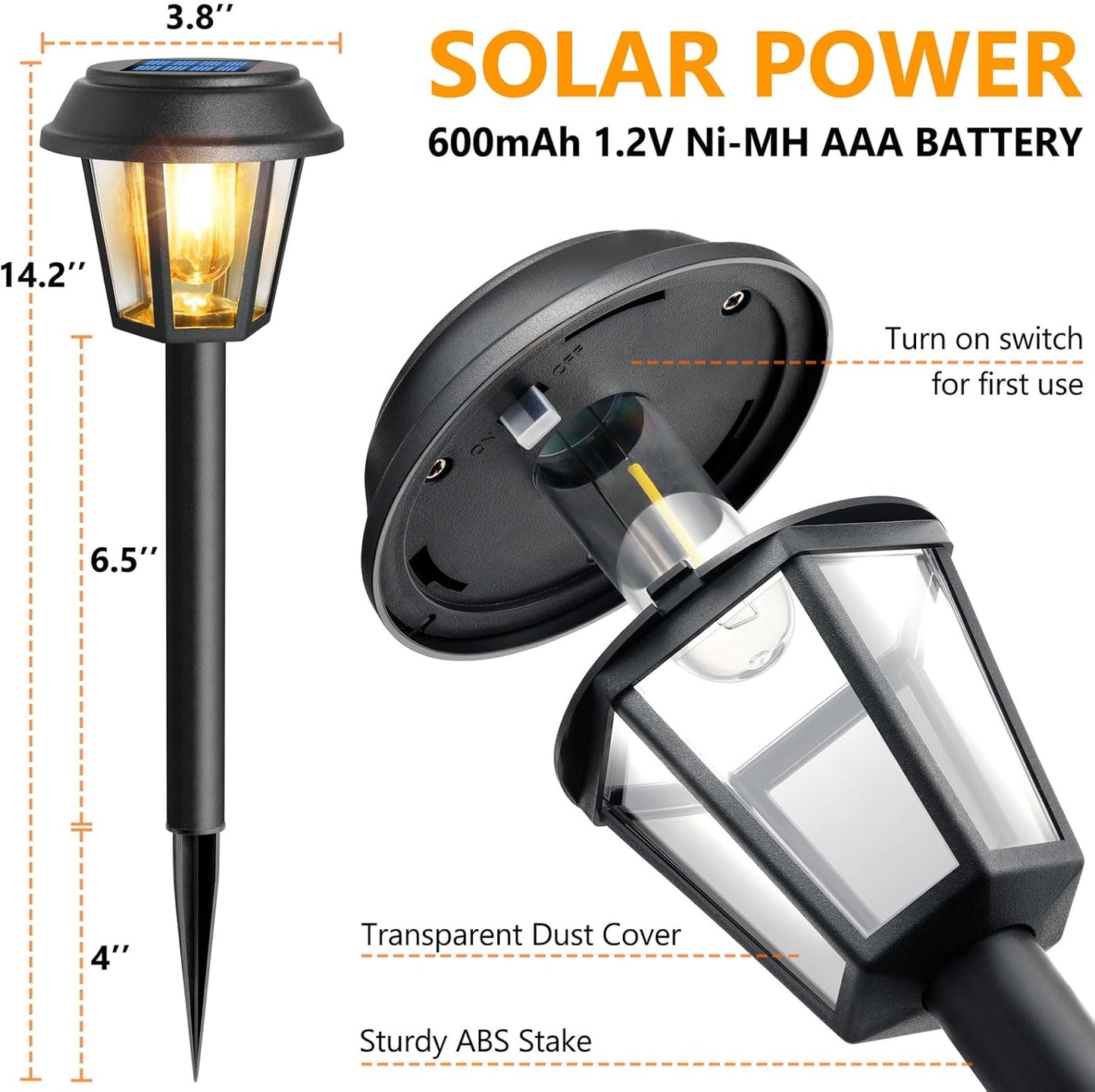 Priddop Solar Pathway Lights - 12 Pack Waterproof Outdoor Lights | 3000K Warm White Bulbs for Garden & Driveway