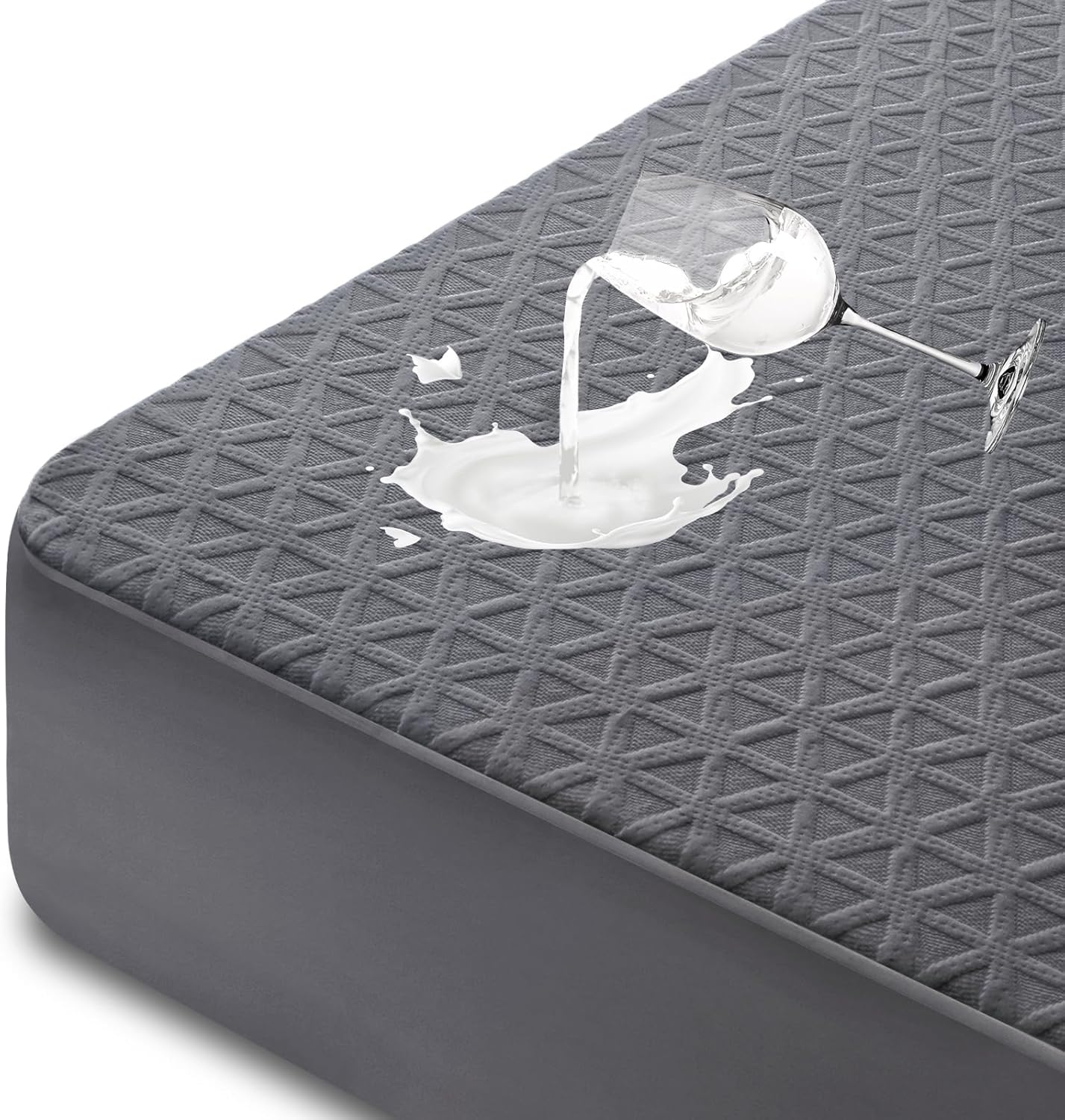 Regine Switzerland Premium Waterproof Mattress Protector - Breathable Cooling Bed Cover, California King Size, Gray