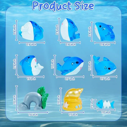 Exasinine Mini Resin Shark Figurines - Adorable Ocean Decor Set for Fish Tanks & Fairy Gardens (10pcs)