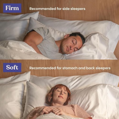 FluffCo Zen Fluff™ Pillows - Down Alternative - Standard/Queen Bed Pillow for Sleeping Made in USA - Luxury Hotel-Quality Pillow - 100% Cotton, 300 Thread Count (Soft Queen Size 1 Pack)