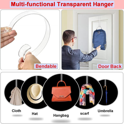 Skiennix Wreath Hanger - 12” Clear Over The Door Hooks for Easter & Christmas Decor | 2 Pack Non-Scratch Holders