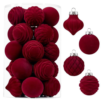 Velvet Christmas Ornaments Set 25pcs 2.36