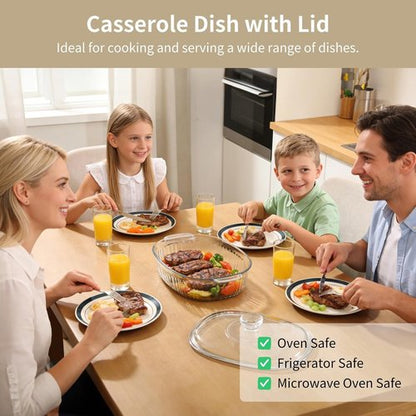 1.9 QT Oval Glass Casserole Dish by [Brand Name] - Clear Borosilicate Glass, Oven & Fridge Safe, Easy-to-Clean