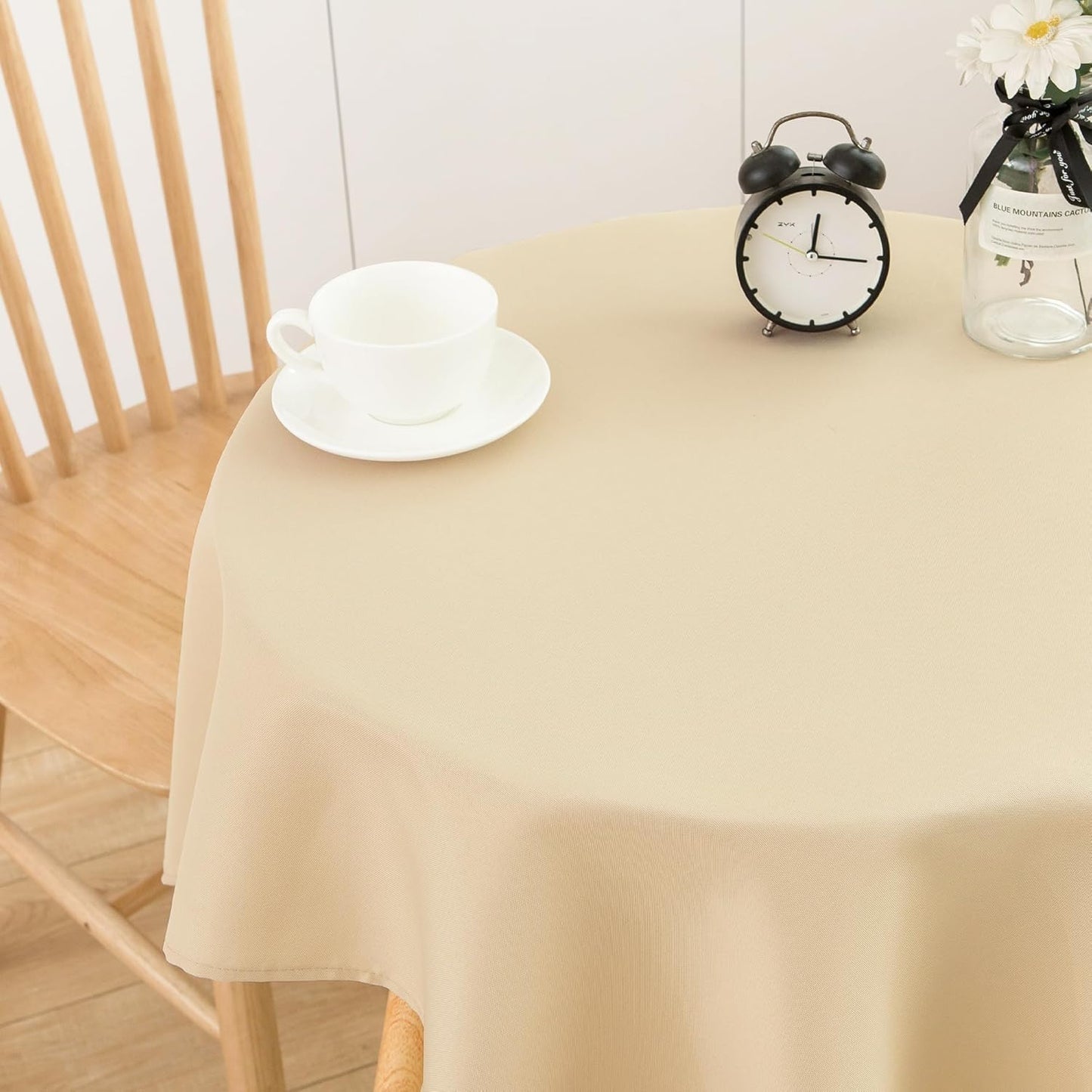 Skiennix Small Square Tablecloth - 36x36 Inch Beige Washable Polyester for Indoor/Outdoor Use