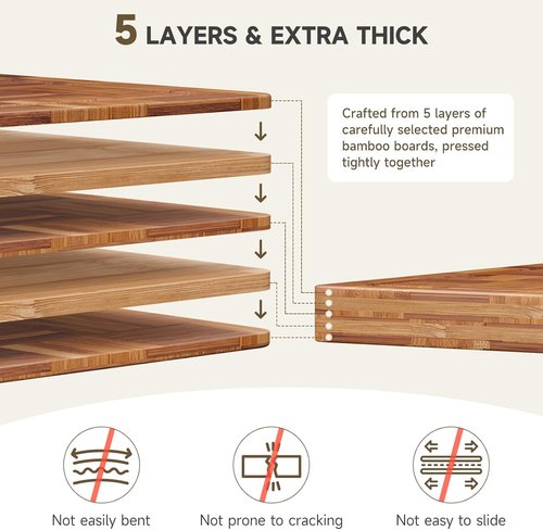 Bamboo Wood Cutting Board Set by [Brand Name] - Large 3-Pack with Juice Groove for Vegetables, Fruits & Cheese