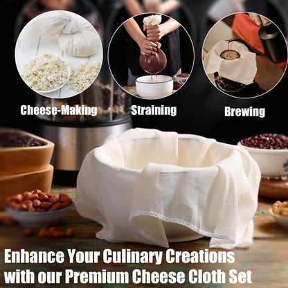 Ultra-Dense Cheese Cloths by [Brand Name] - 100% Unbleached Cotton, 20x20 Inch for Straining & Cooking