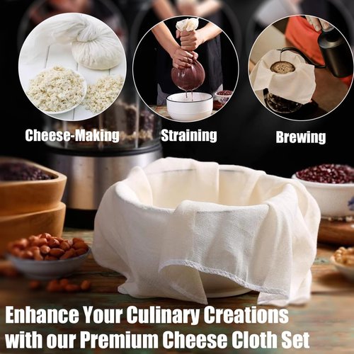 Grade 100 Cheese Cloths by [Brand Name] - 15 Pcs 20x20 Inch Unbleached Cotton for Straining & Juicing