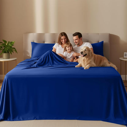 Utopia Bedding Queen Size Sheet Set - Soft, Breathable Microfiber | 4-Piece in Royal Blue