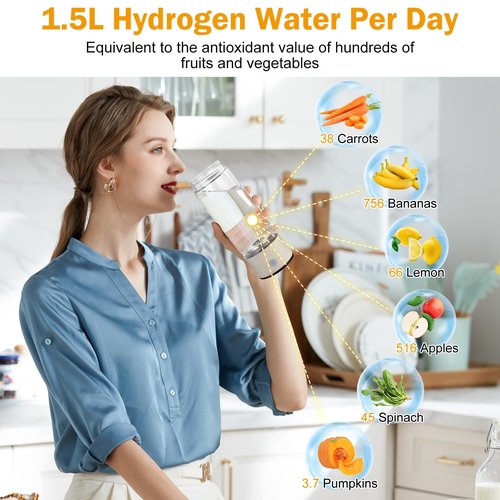 Hydrogen Water Bottle, Hydrogen Water Generator with Advanced SPE PEM Technology, High-Efficiency Portable 420ml Water Ionizer for Office, Travel, Fitness & Everyday Hydration
