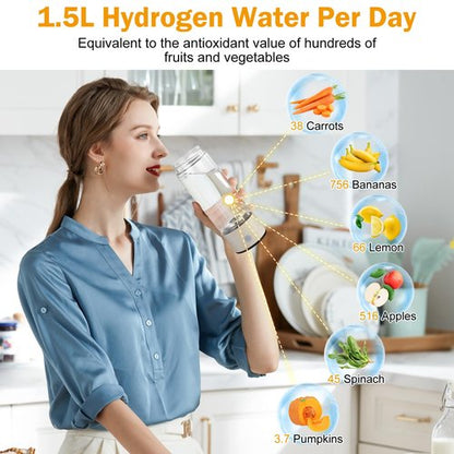 Hydrogen Water Bottle, Hydrogen Water Generator with Advanced SPE PEM Technology, High-Efficiency Portable 420ml Water Ionizer for Office, Travel, Fitness & Everyday Hydration