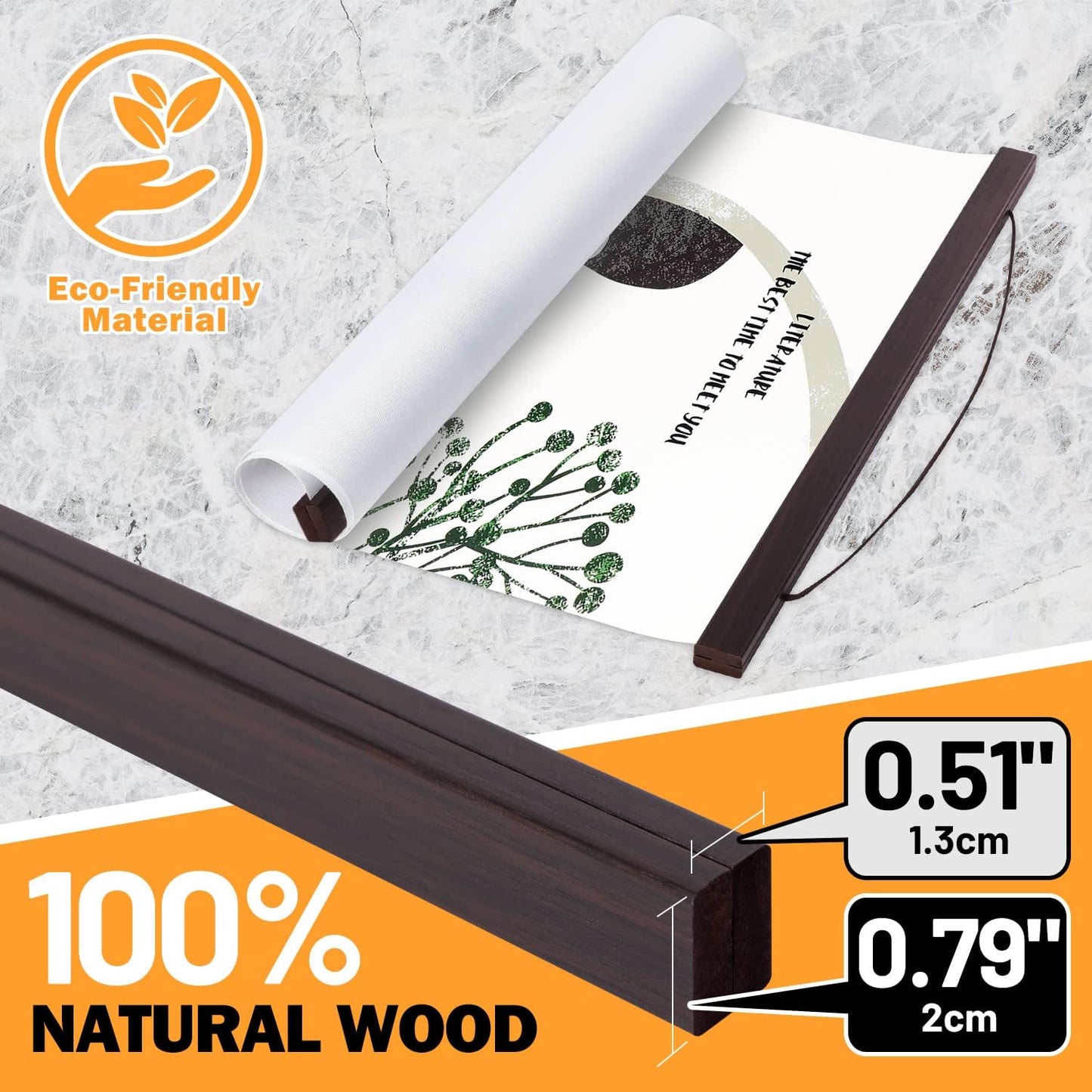 Benjia Magnetic Light Wood Poster Frame - 36x24, 36x48, 36x12 for Photos & Artwork | Walnut Finish