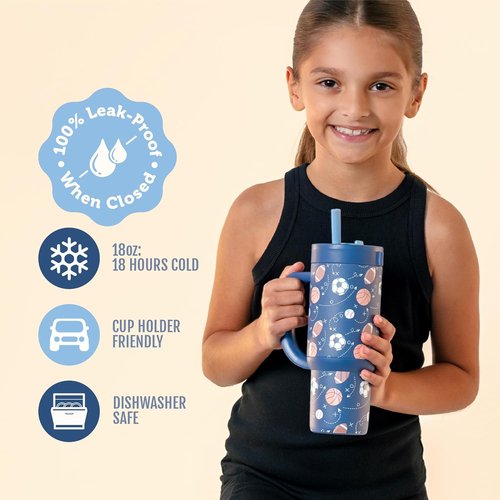 Ello Oasis 18oz Stainless Steel Tumbler - Stylish Goal Getter Design for On-the-Go Hydration