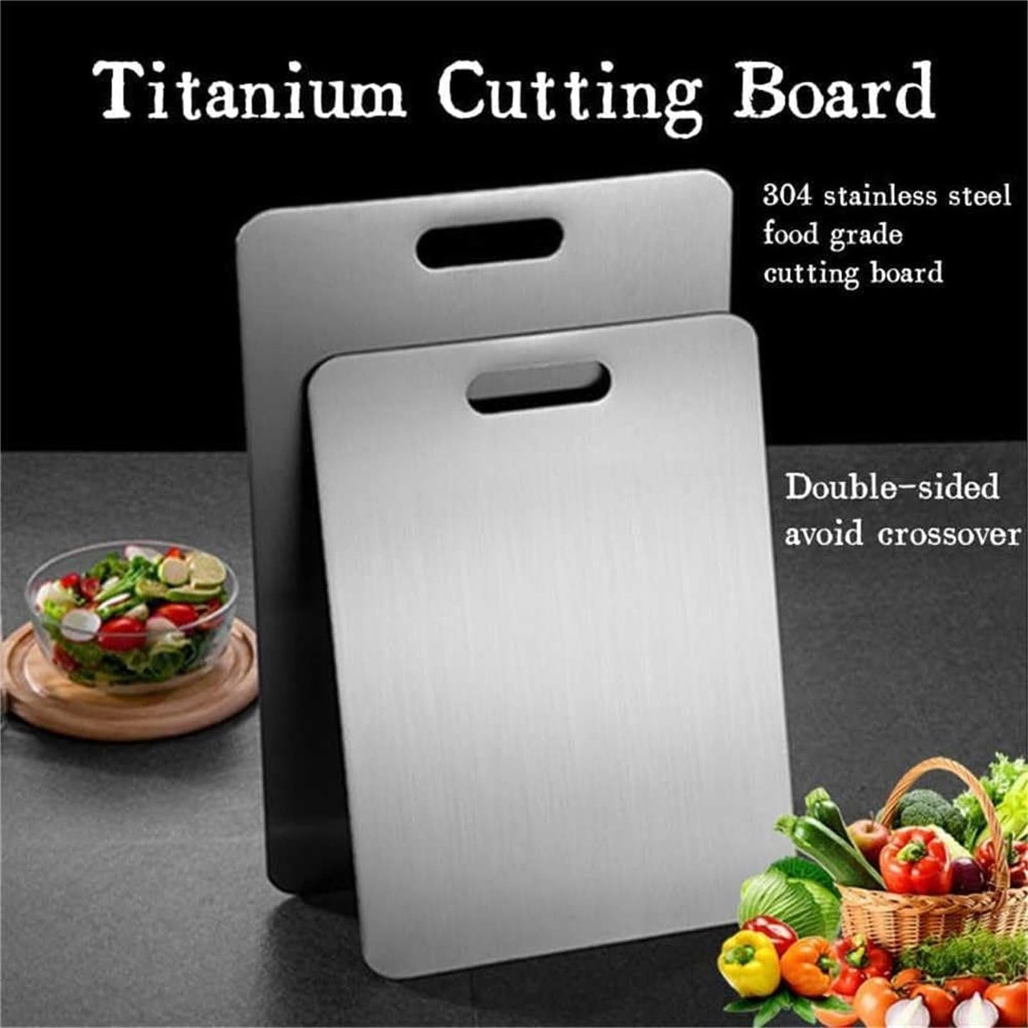 Tivano Cutting Board, Tivano Titanium Cutting Boards, Upgrade Double-Sided Durability Non Stick Titanium Chopping Board (M:13.4 * 9in)