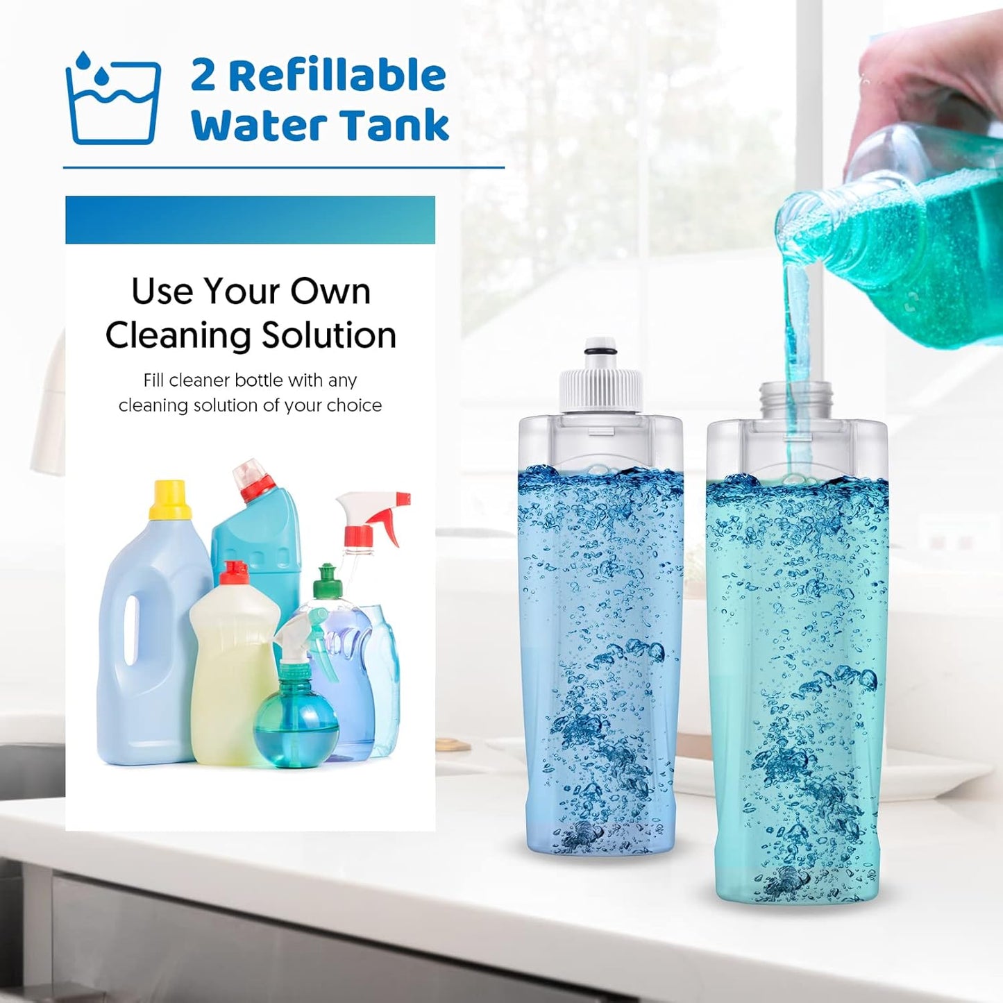 MEXERRIS Floor Mop - Spray Wet Mop for Hardwood Cleaning with 5 Washable Pads & 2 Refillable Bottles | Ideal for Home & Commercial Use