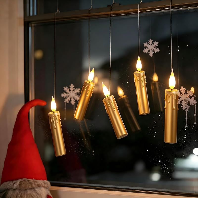 Rechargeable Flameless Clip-On Christmas Tree Candles with Remote & Timer - Gold