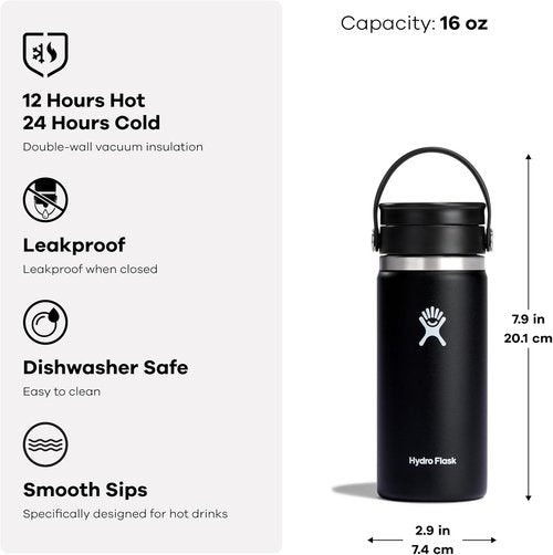 Hydro Flask Flex Sip Coffee Tumbler - Insulated, Leak-Proof Travel Mug | 16 Oz Reef Pink