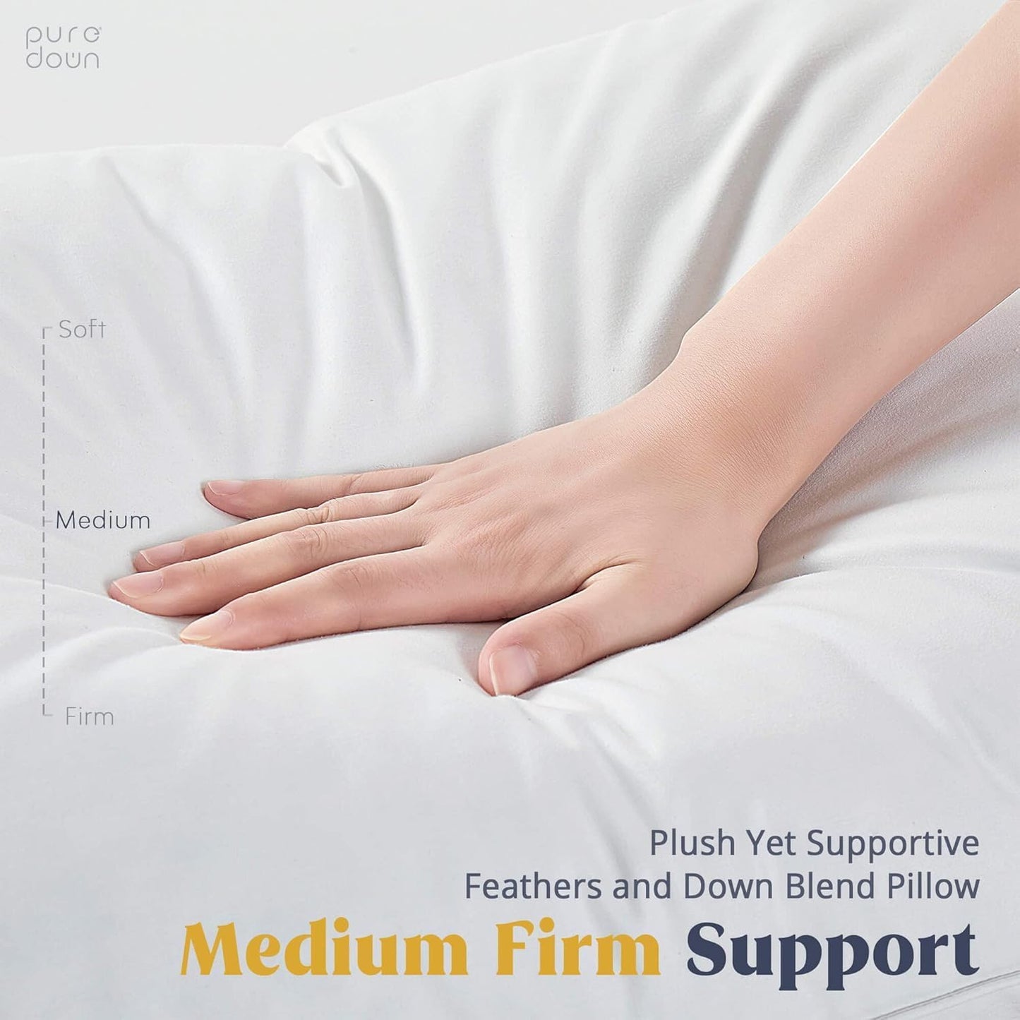 Puredown® Goose Feather & Down Pillows - 100% Cotton Cover, Set of 2, Standard Size for Ultimate Comfort