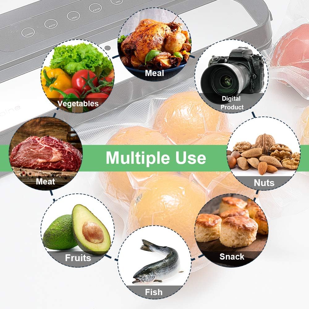 Skiennix Vacuum Sealer Bags - Heavy Duty BPA-Free Rolls for Storage & Sous Vide | 6 Pack (8"x20' & 11"x20')