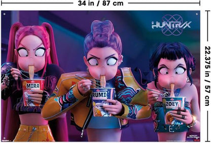 Huntrix Noodles | Netflix KPop Demon Hunters (2025) Wall Poster & Push Pin Bundle - 34"L x 22.4"W